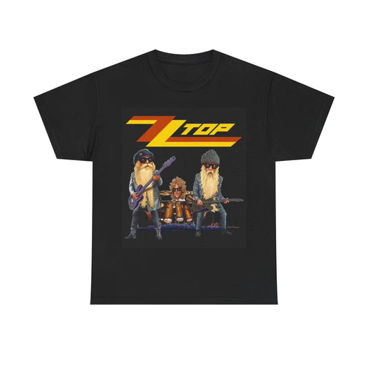 ZZ Top Tshirt Retro cartoon Texas graphic vintage rock Unisex Heavy Cotton Tee