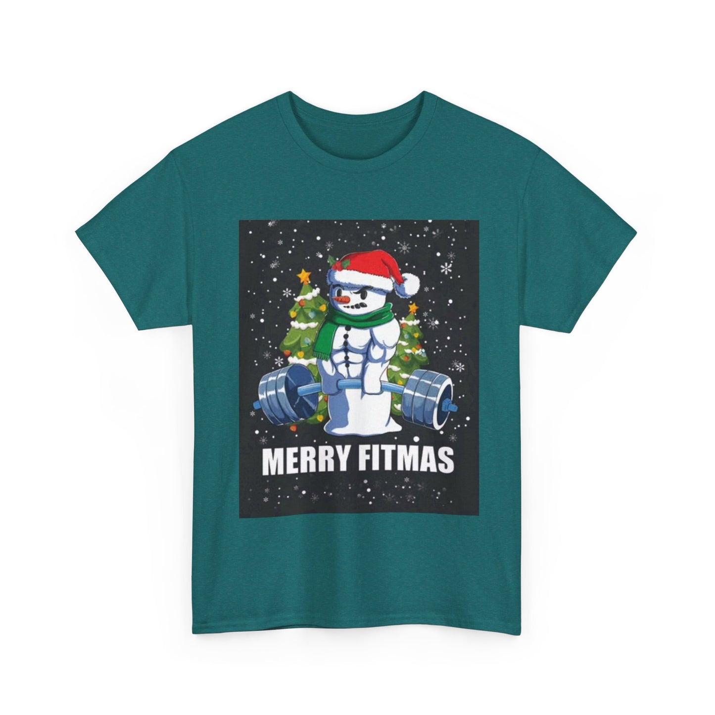 Merry Fitmas Shirt Funny Gym Snowman Christmas Gym Unisex Heavy Cotton Tee