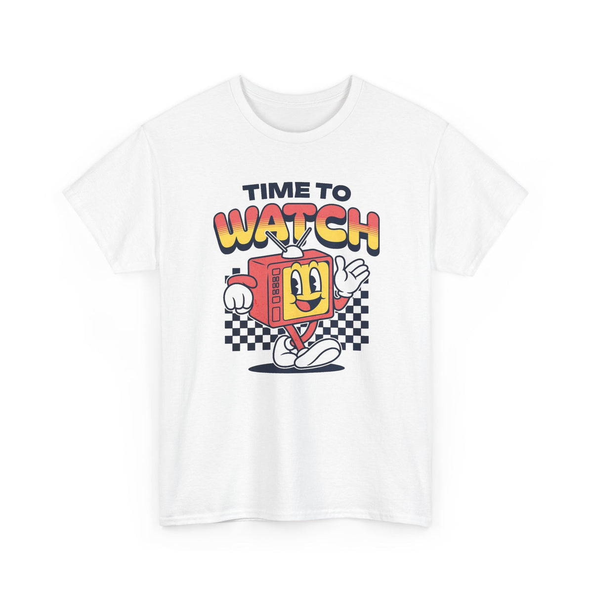 Time To Watch Tv Retro Graphic T Shirt Men's Heavy Cotton Tee