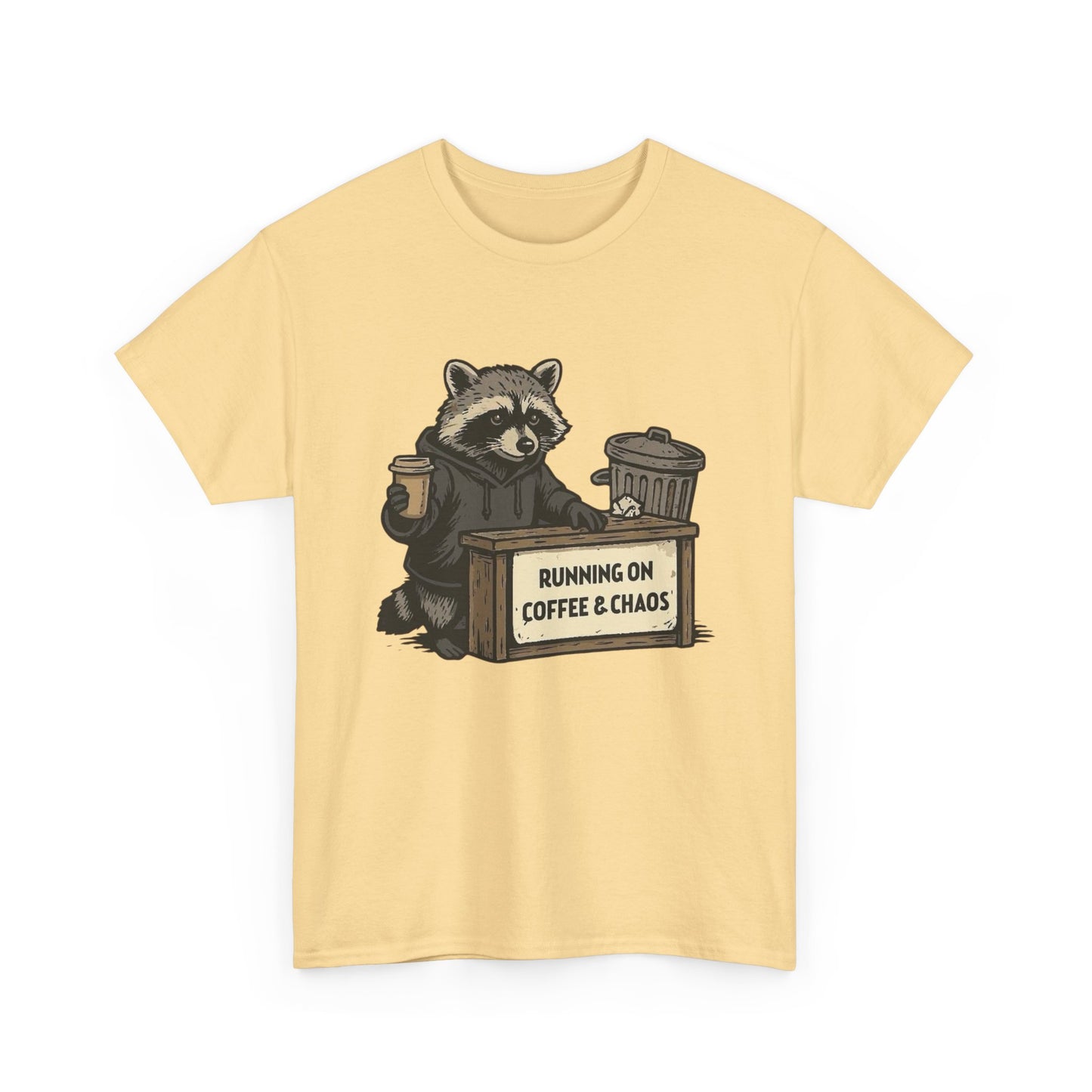 Running On Coffee And Chaos Funny Graphic T Shirt Heavy Cotton Tee Gift Vintage