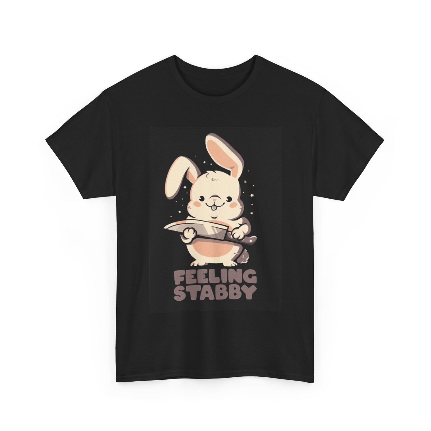 Feeling Stabby Bunny Rabbit Funny Shirt Cartoon Graphic Unisex Heavy Cotton Tee
