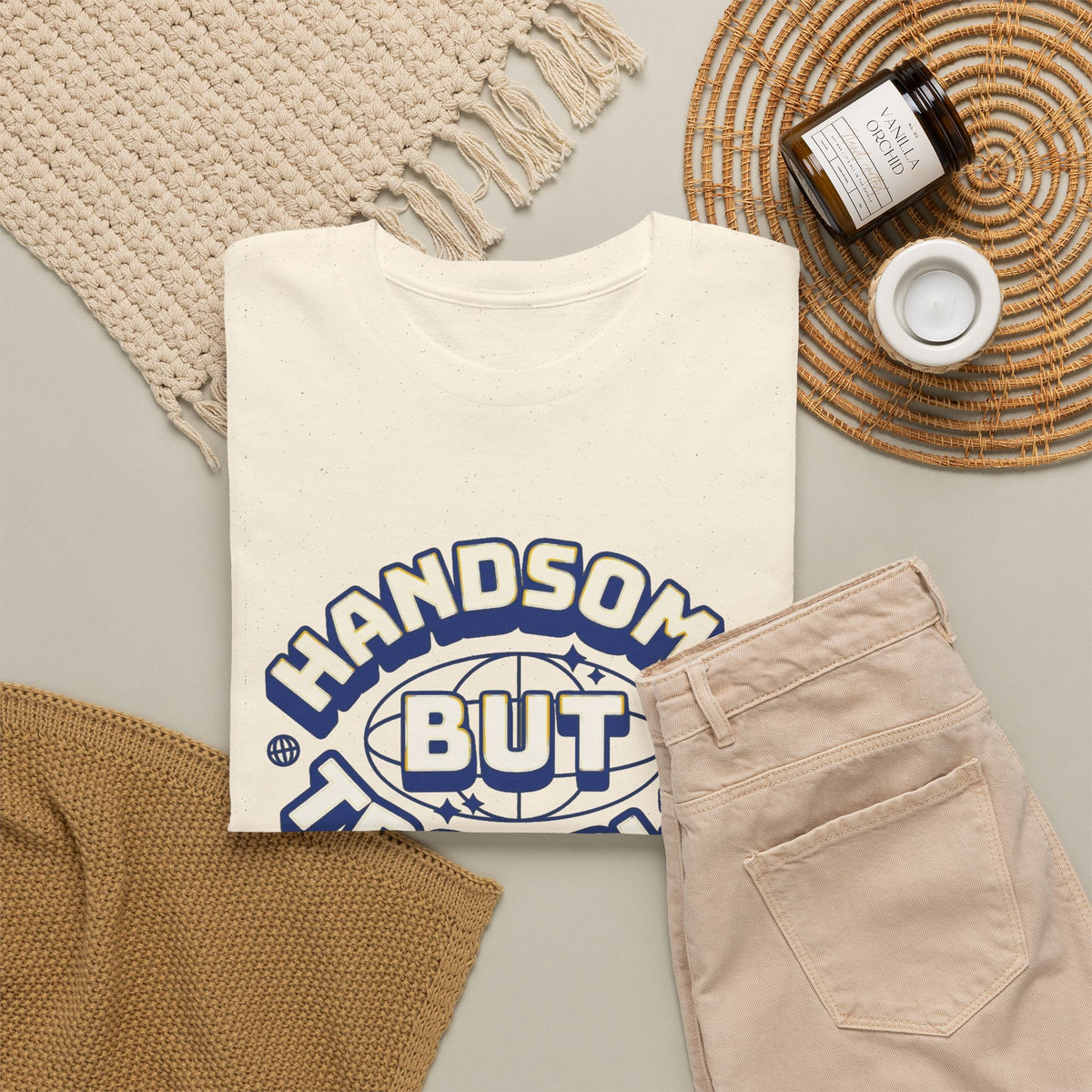 Handsome But Trouble Graphic T Shirt Men's Funny Heavy Cotton Tee