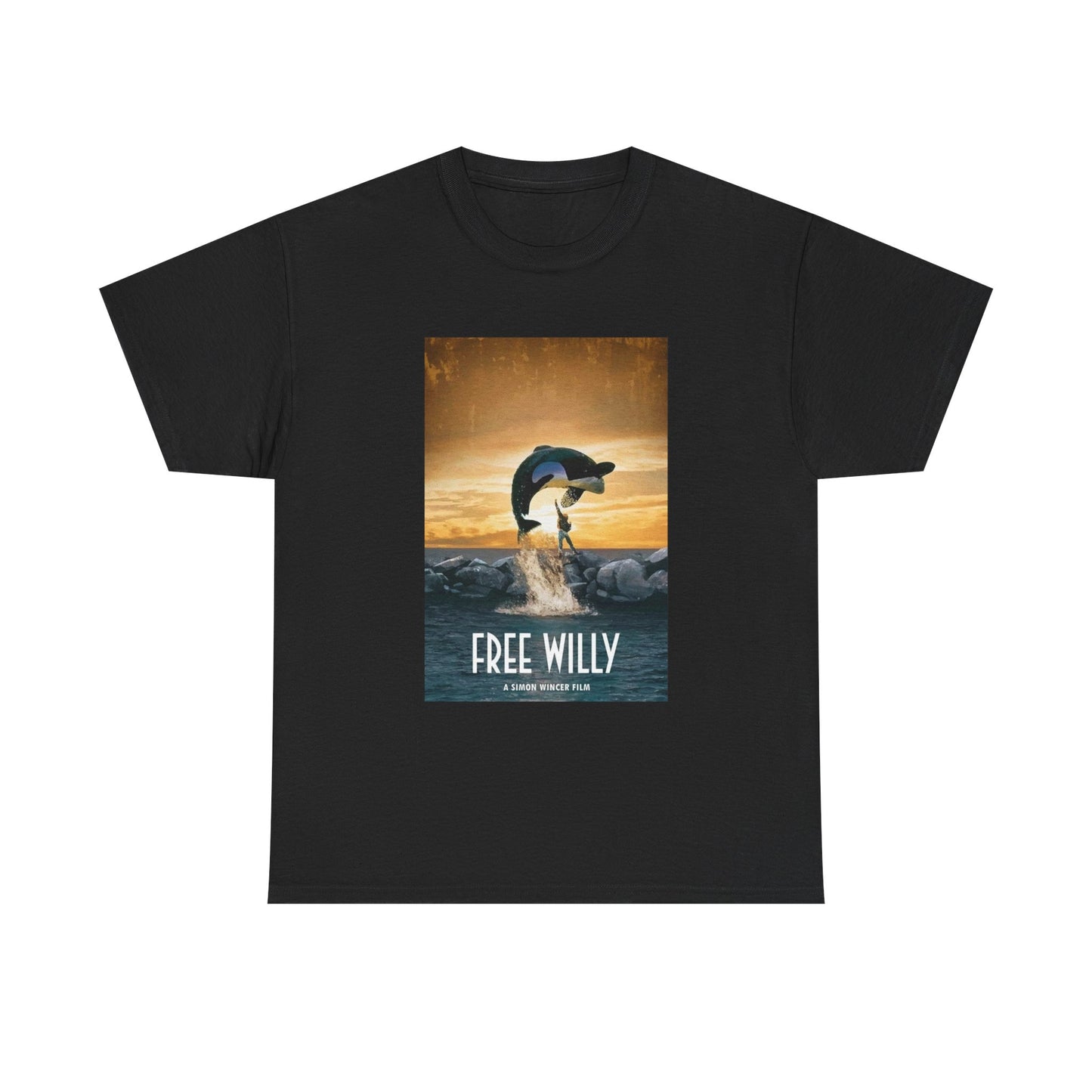 Free Willy Tshirt Vintage Movie Poster 90s Kids Retro Unisex Heavy Cotton Tee