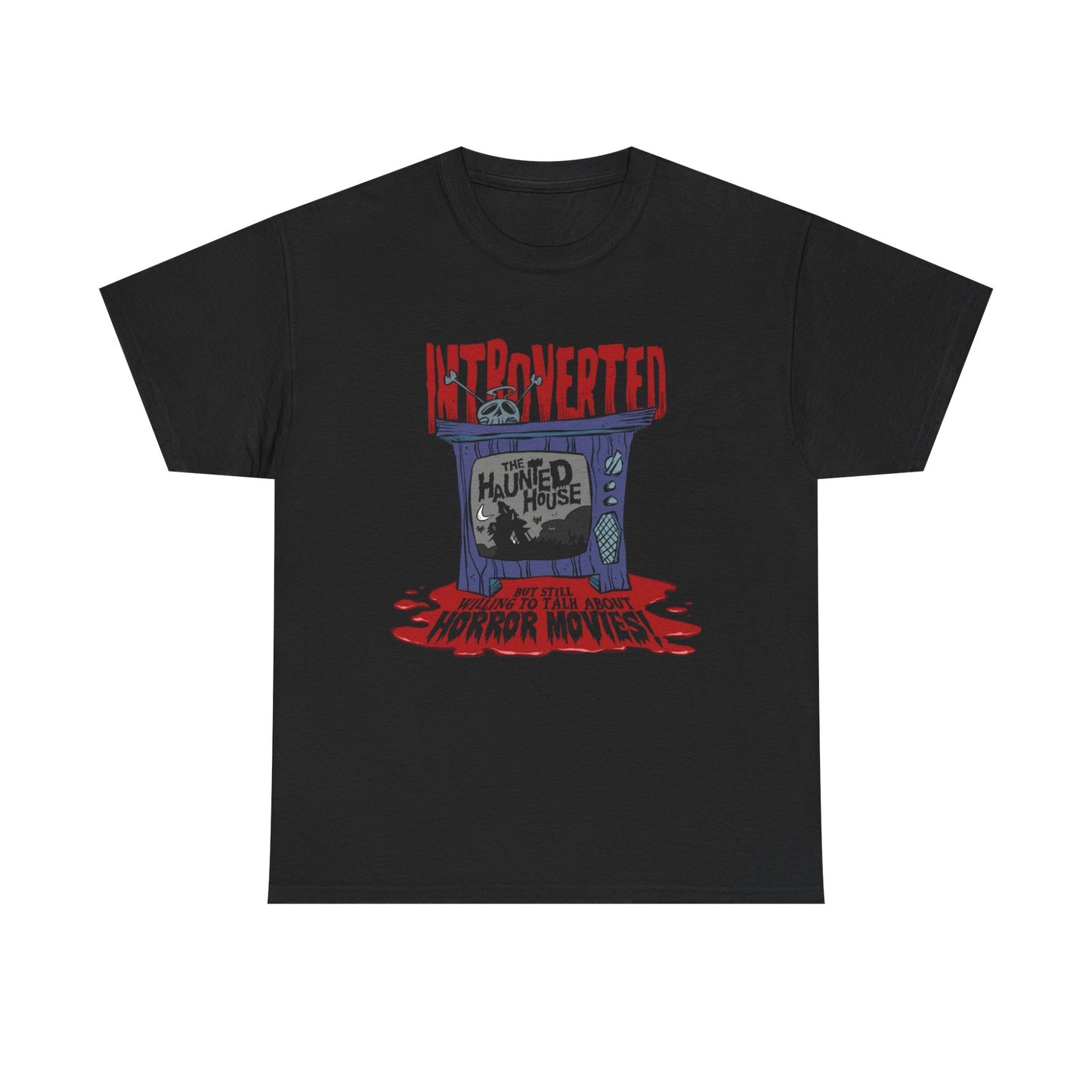 Introverted Horror Movie Lover Graphic T Shirt Men's Heavy Cotton Tee