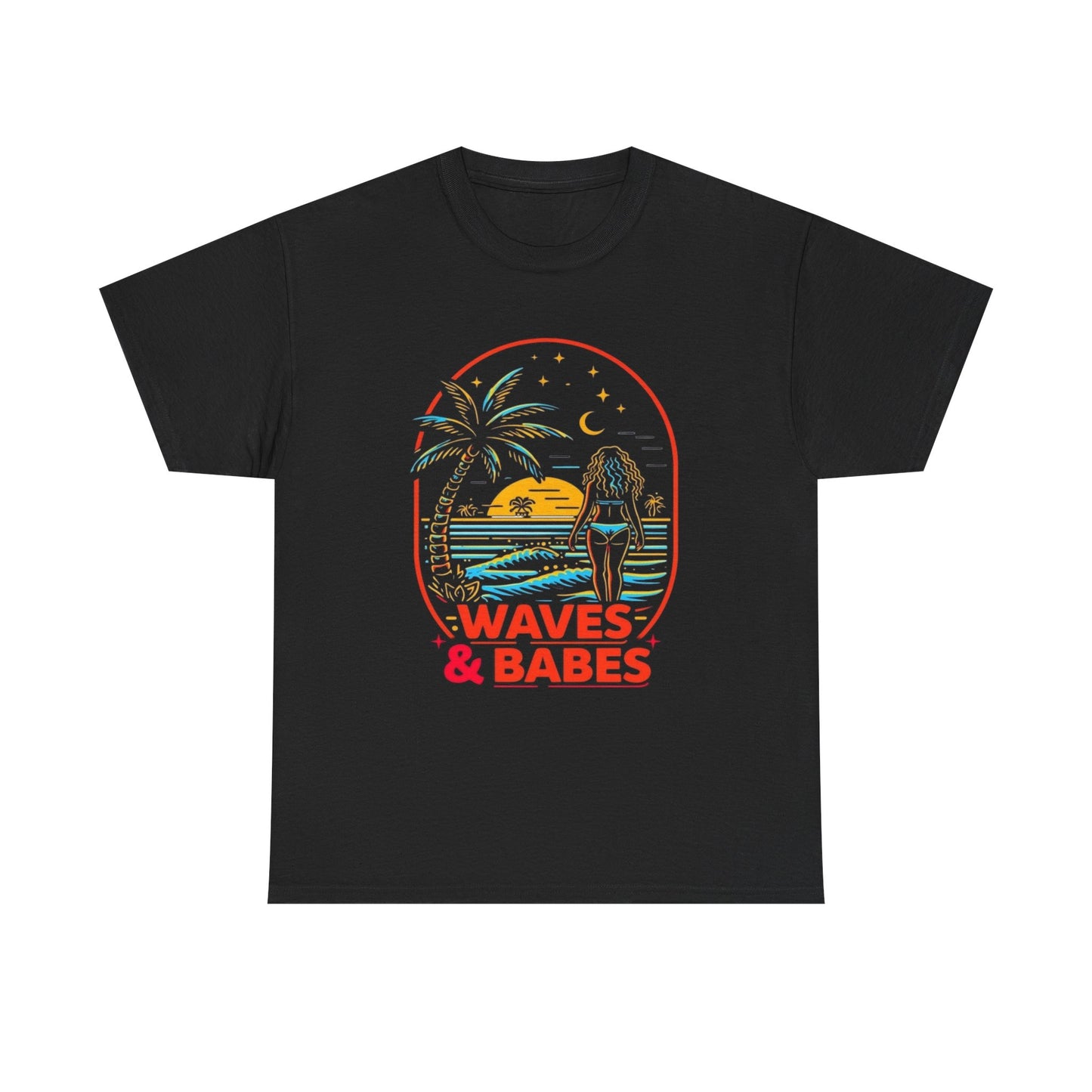 Waves And Babes Graphic T Shirt Heavy Cotton Tee