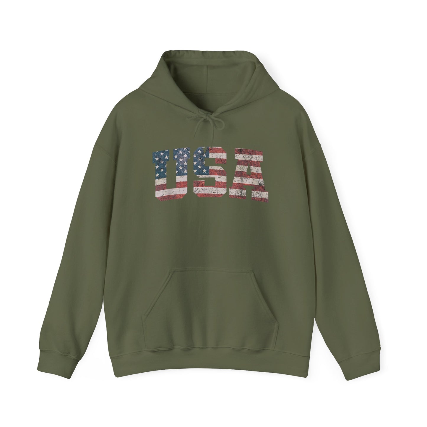 USA American Flag Retro Graphic Hoodie Men's Heavy Blend™ Hooded Sweatshirt