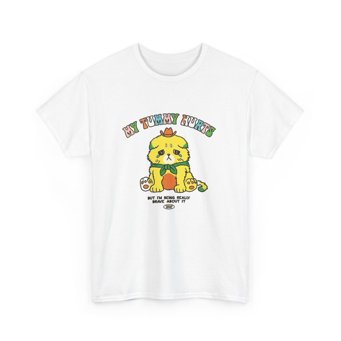 My tummy hurts T-shirt teddy bear rainbow funnny graphic Unisex Heavy Cotton Tee