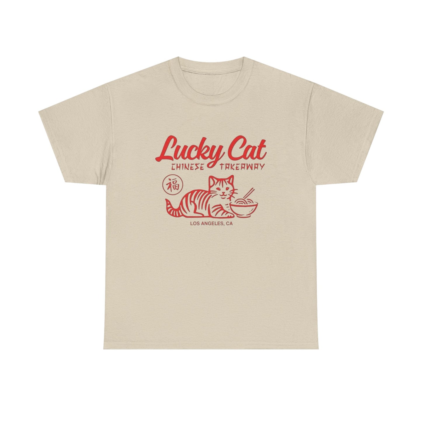 Lucky Cat Chinese Takeaway Graphic T Shirt NEW ADULT TEE Cotton
