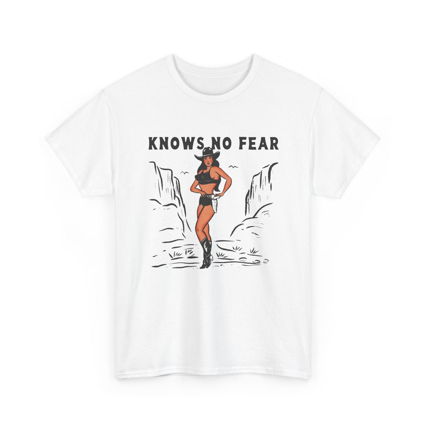 Cowgirl Knows No Fear Graphic T-Shirt Cotton Tee New Gift Vintage