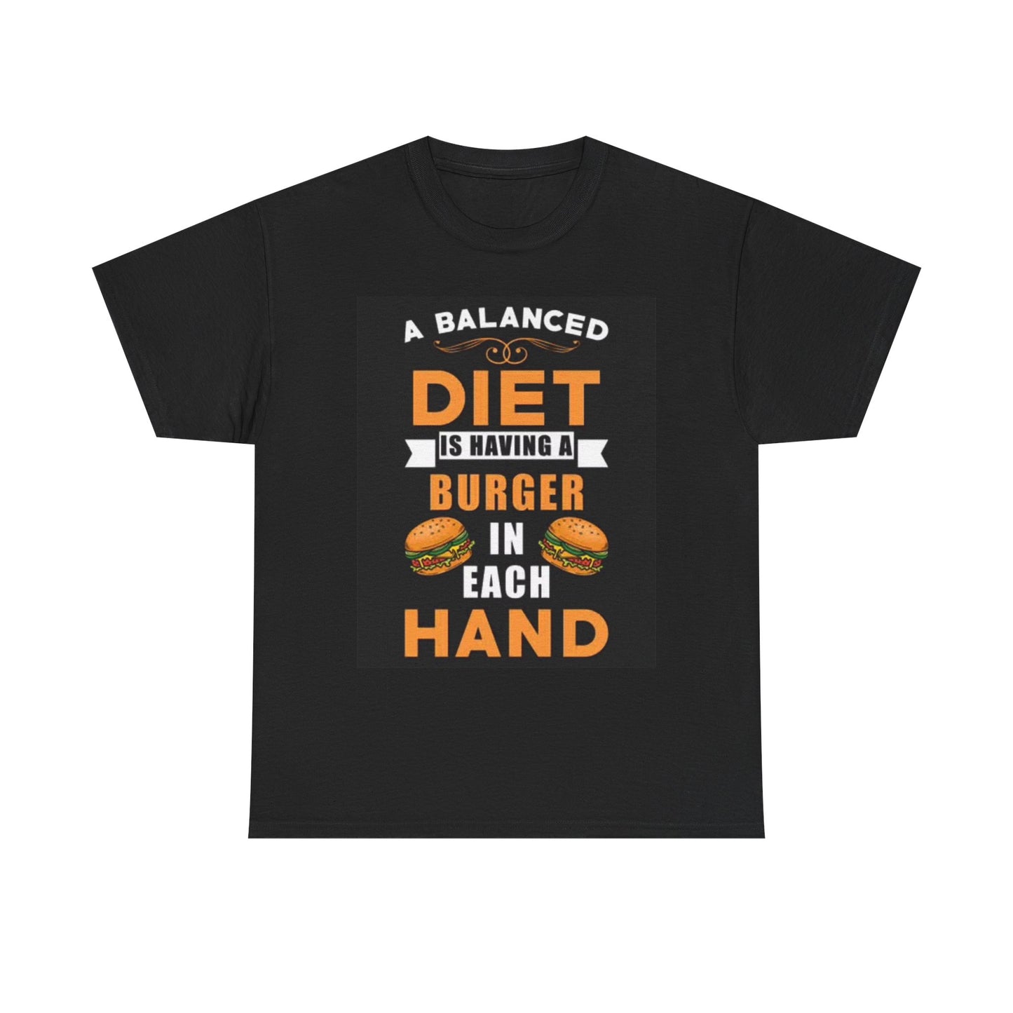 A Balanced Diet T Shirt Funny Burger Lover BBQ Graphic Unisex Heavy Cotton Tee