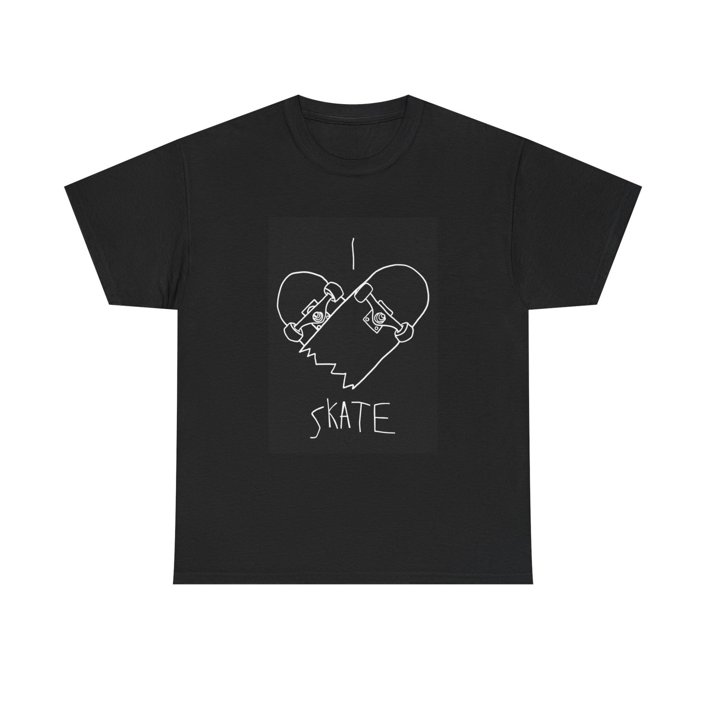I love Skate Boarding Tshirt Graphic Skate SB Broken Board Unisex Heavy Cotton