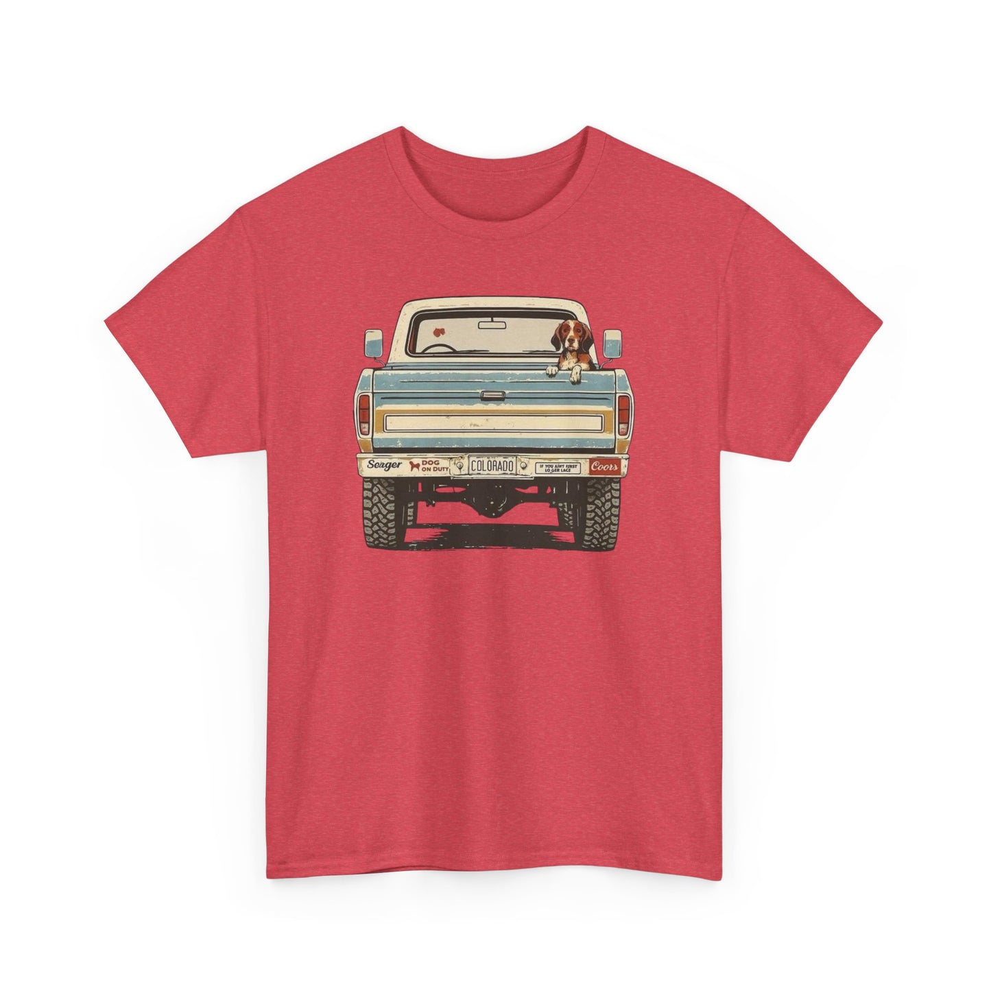 Mans Best Friend In Pickup Truck USA Graphic T Shirt NEW Unisex Heavy Cotton Tee