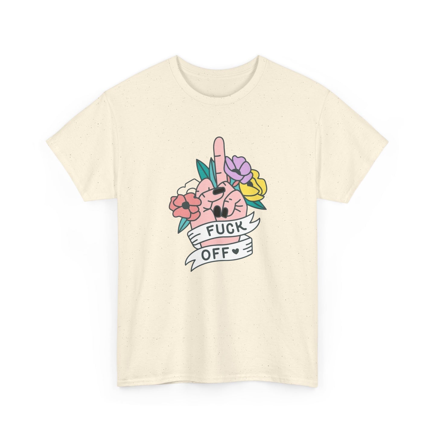 Flowers Middle Finger T Shirt Graphic Unisex Heavy Cotton Tee NEW GIFT