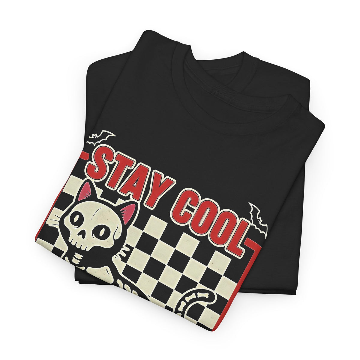 Halloween Stay Spooky Cat Graphic T Shirt Men's Heavy Cotton Tee