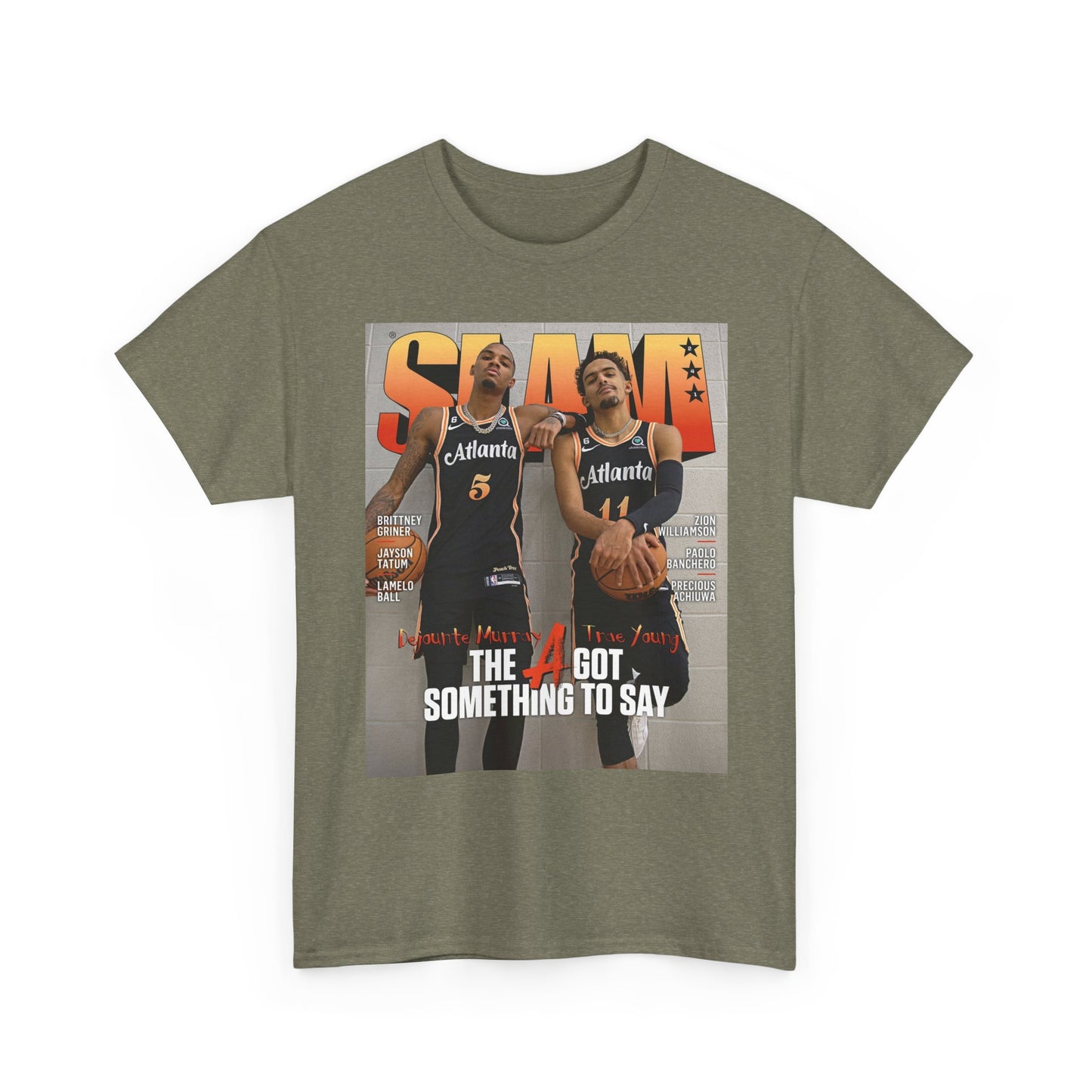 Trae Young Slam Cover Graphic T Shirt Retro Basketball Unisex Heavy Cotton Tee