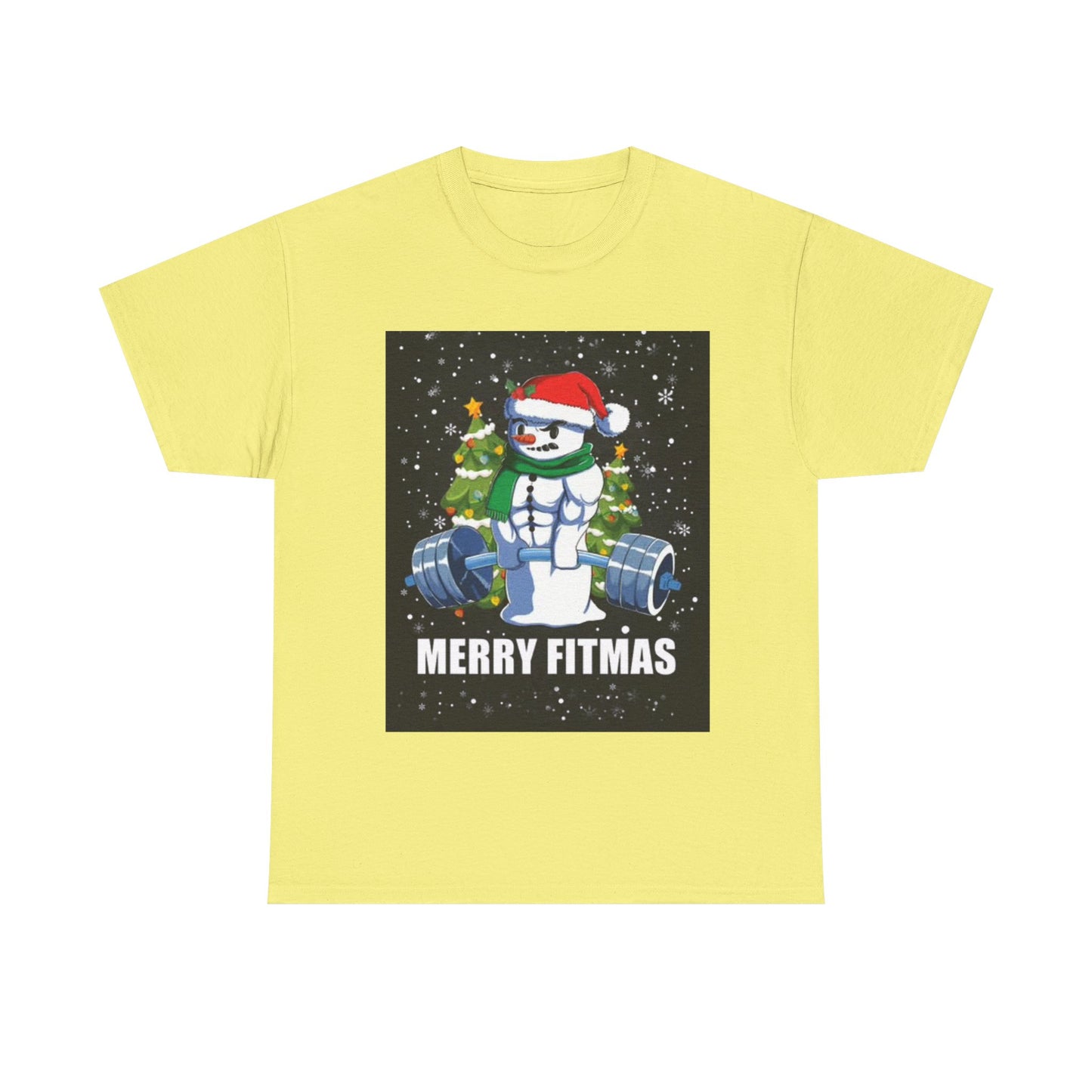 Merry Fitmas Shirt Funny Gym Snowman Christmas Gym Unisex Heavy Cotton Tee