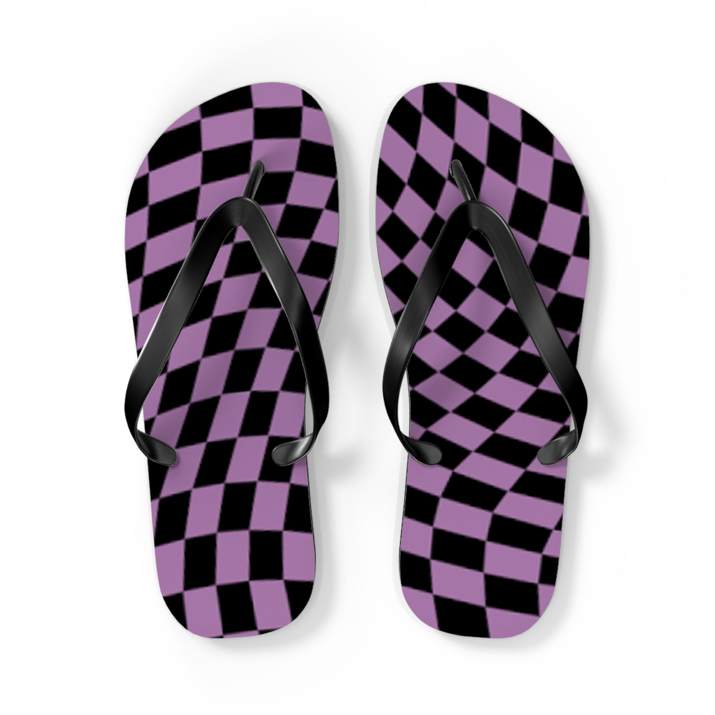Purple Checkered Sandals, Beach Shoes, Vacation Flip Flops, Pool Slides