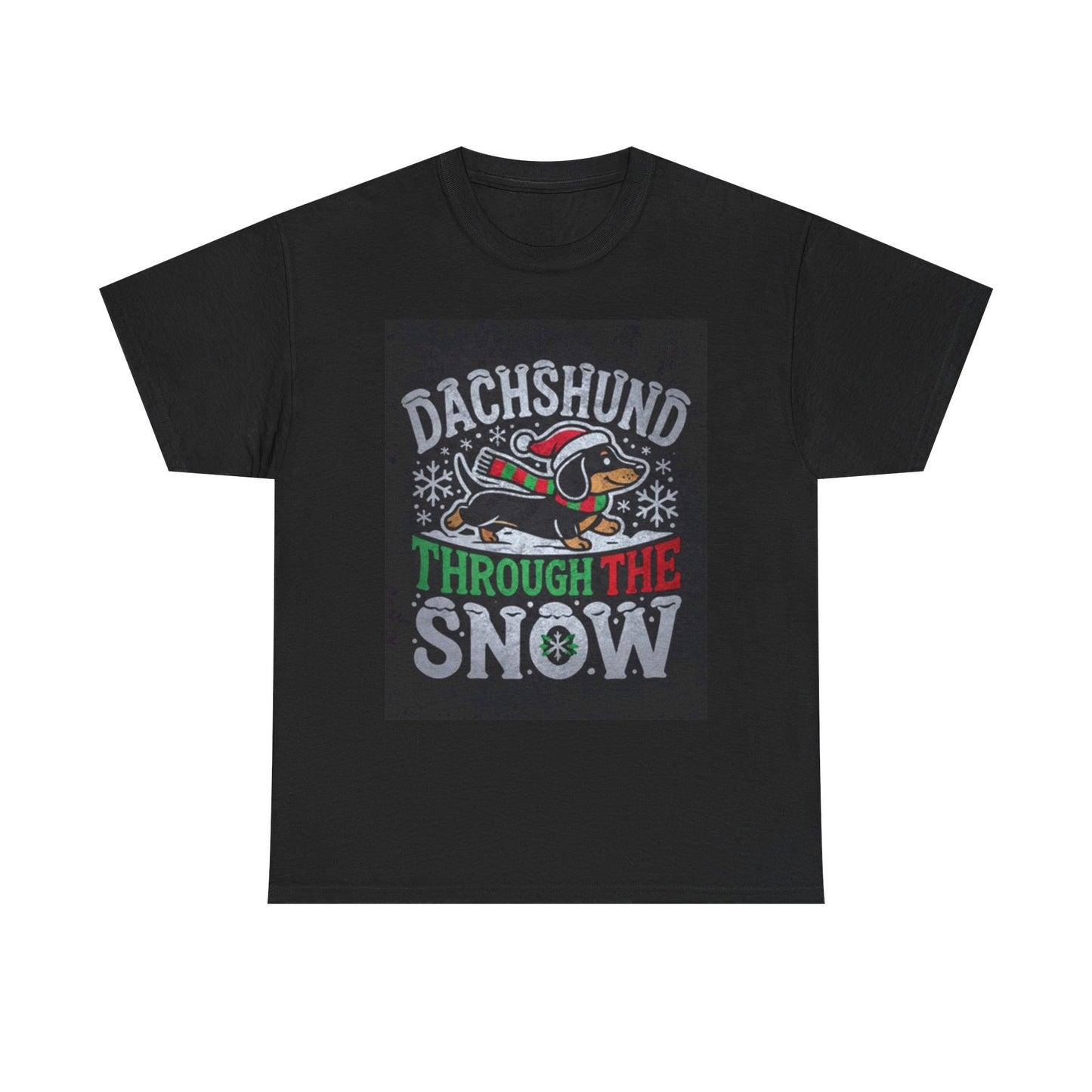 Dachshund T Shirt Funny Dog Christmas Holiday Gift Unisex Heavy Cotton Tee