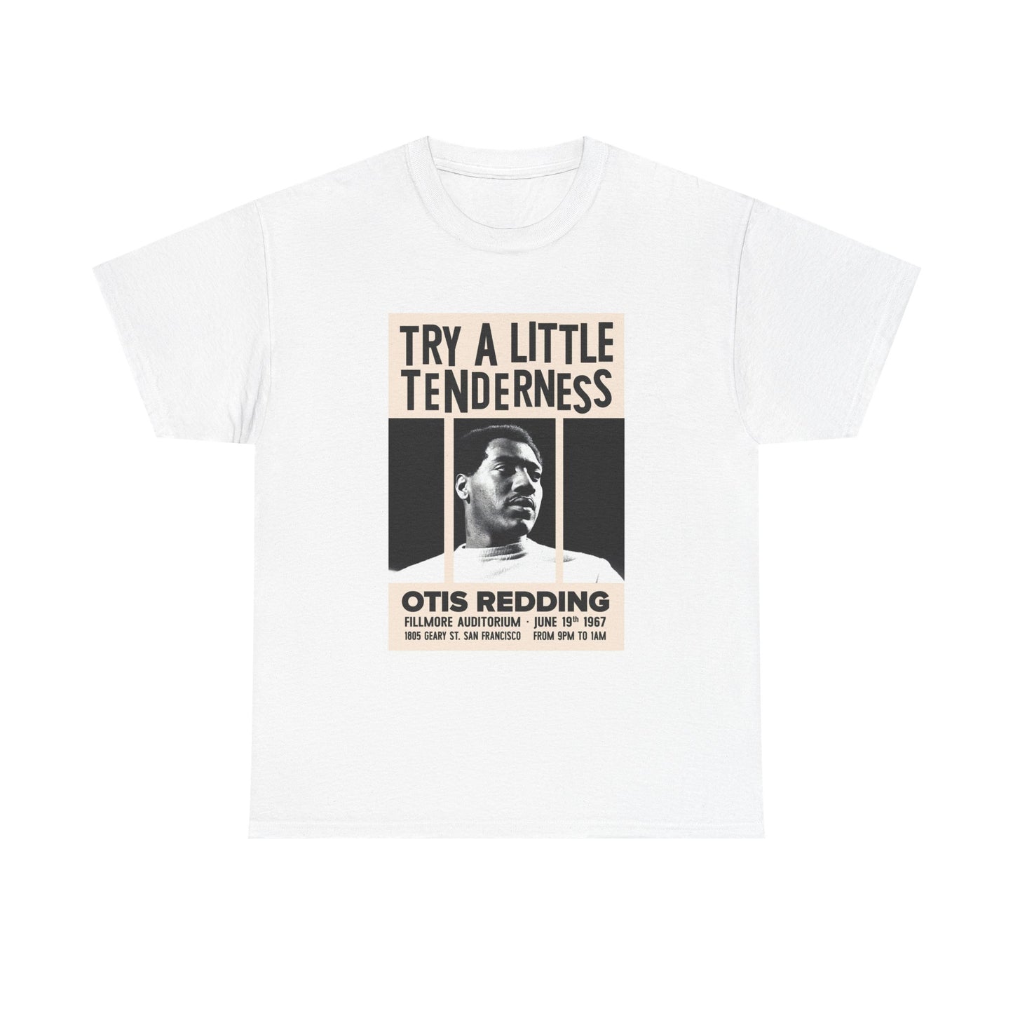 Otis Redding Tshirt Live At The Fillmore Vintage Poster Unisex Heavy Cotton Tee