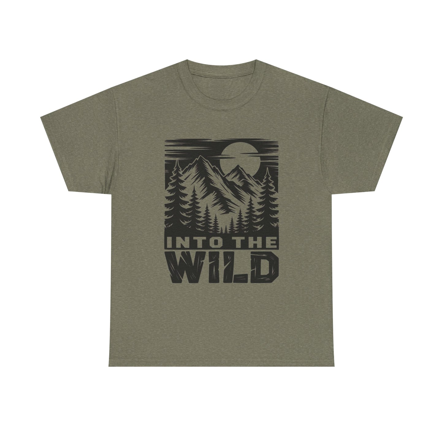 Into The Wild Outdoors Camping Graphic T Shirt Regular Men's Heavy Cotton Tee
