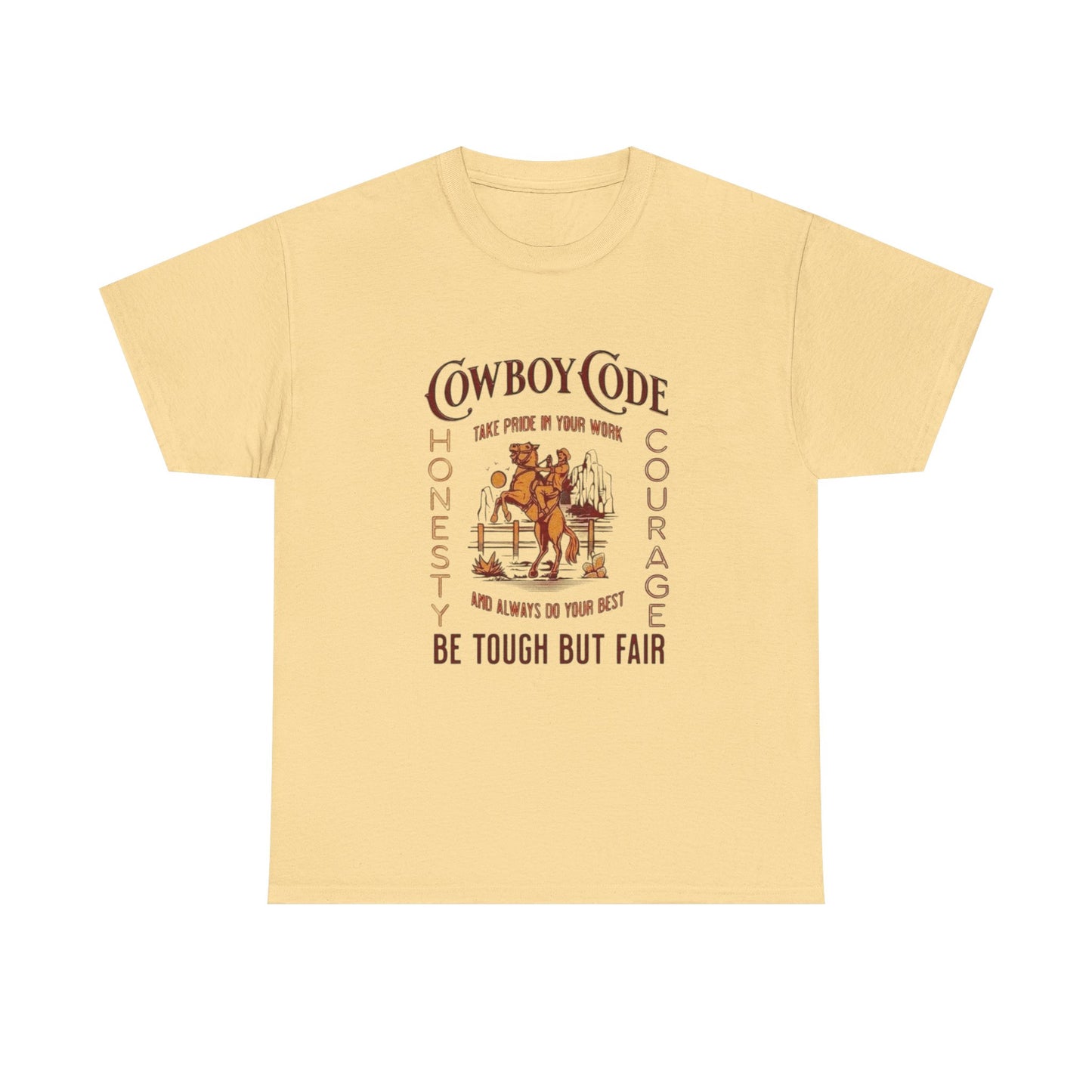 Cowboy Code Graphic T Shirt Unisex Heavy Cotton Tee