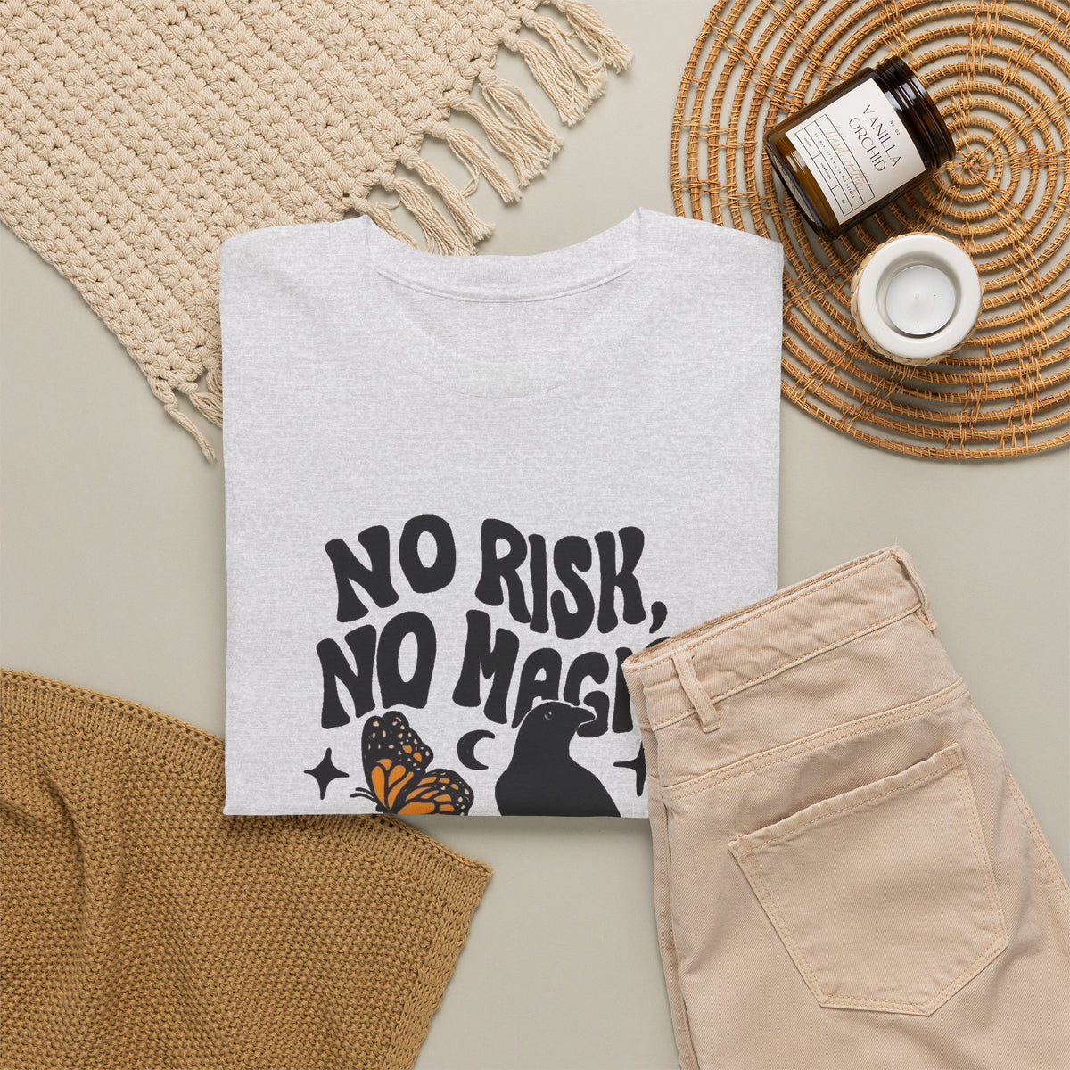 No Risk No Magic Graphic T Shirt Men's Heavy Cotton Tee