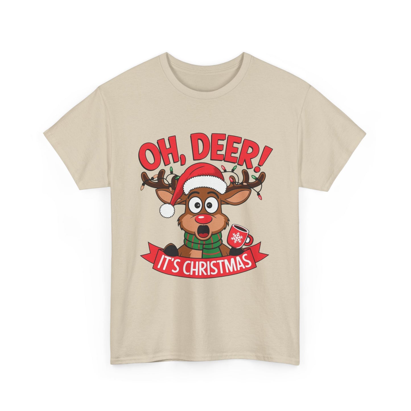 Oh Deer Its Christmas Graphic T Shirt NEW Unisex Heavy Cotton Tee