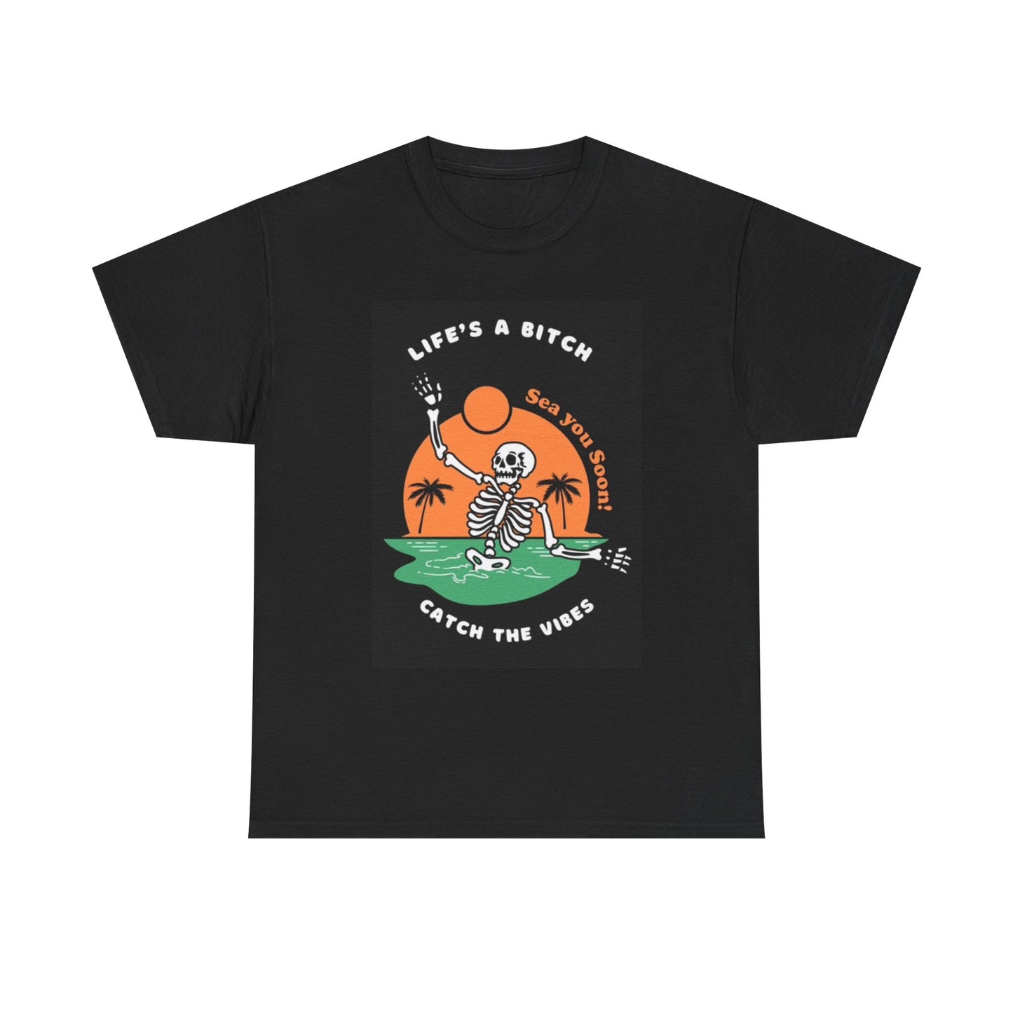 Catch The Vibes Shirt Funny Beach Gear Skeleton Unisex Heavy Cotton Tee