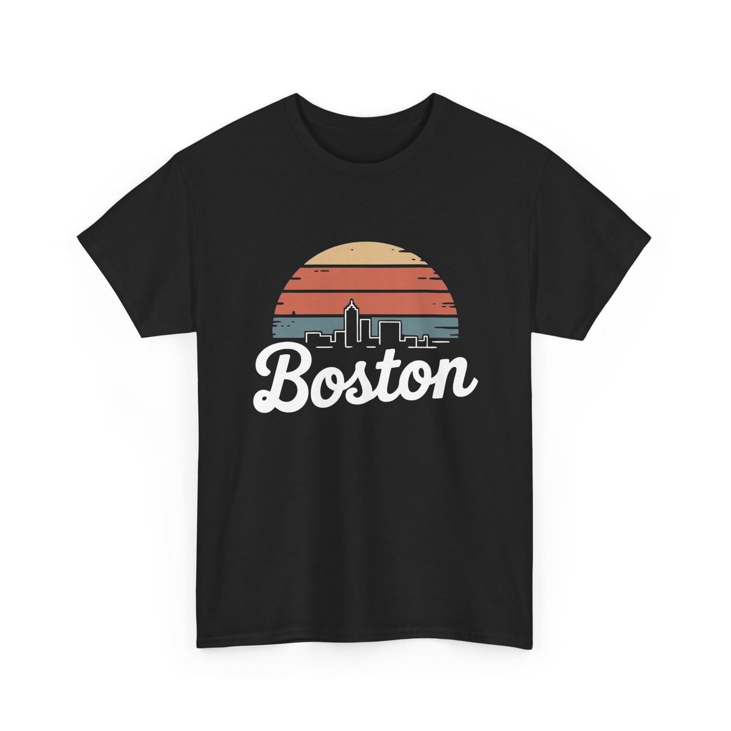 Boston Mass Skyline Graphic T Shirt NEW GIFT Unisex Heavy Cotton Tee