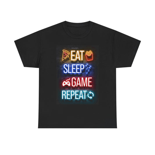 Eat Sleep Game Repeat Tshirt Gaming Retro Call of Duty Gamer Unisex Heavy Cotton