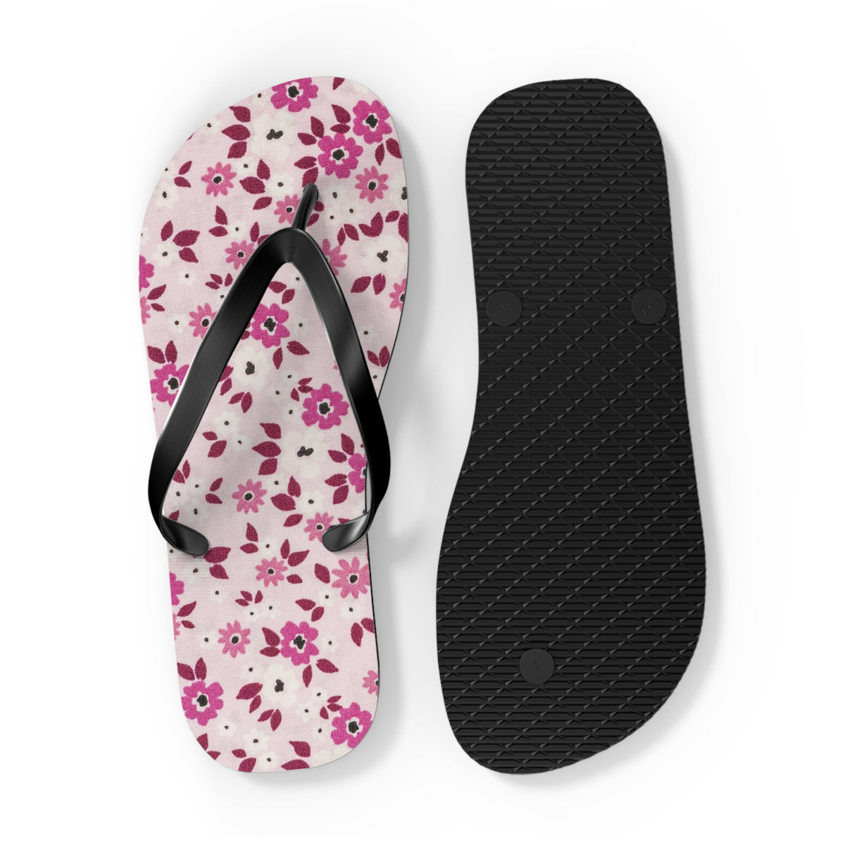 Waves And Sun Sandals Red And Pink Flowers Summer Flip Flops Slides BRAND NEW