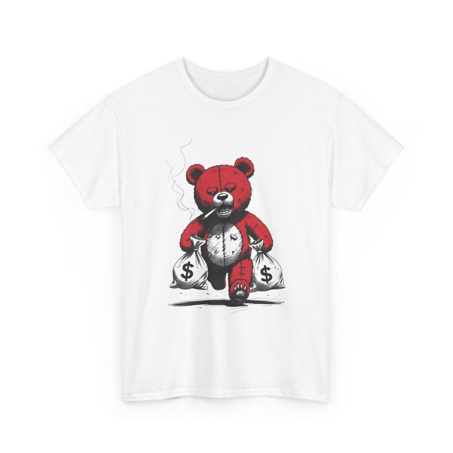 Teddy Bear Money Bags Graphic T Shirt NEW Unisex Heavy Cotton Tee