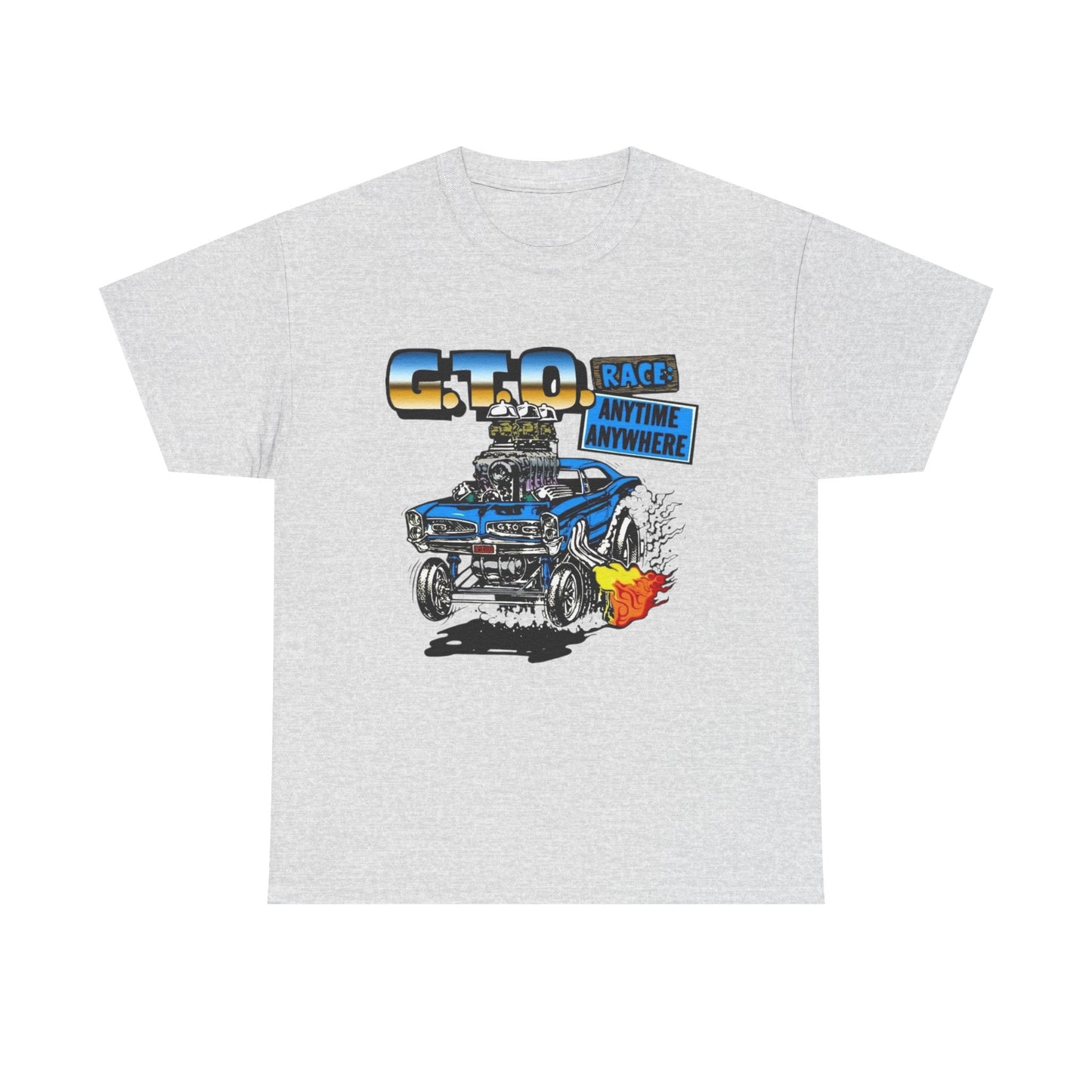 Pontiac GTO Race Anytime Vintage Graphic T Shirt NEW Unisex Heavy Cotton Tee