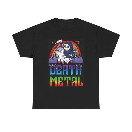 Vintage Death Metal Funny T Shirt Retro Rock Music Rainbow Unisex Heavy Cotton