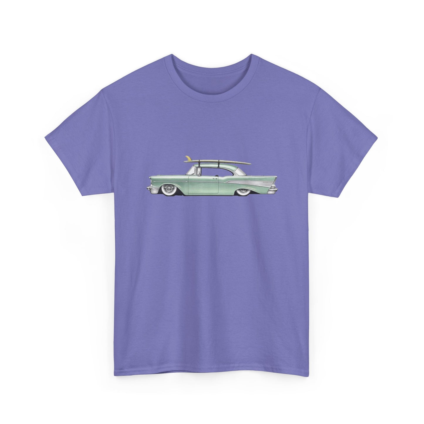 57 Chevy Cruiser Surfer Graphic T Shirt Unisex Heavy Cotton Tee NEW