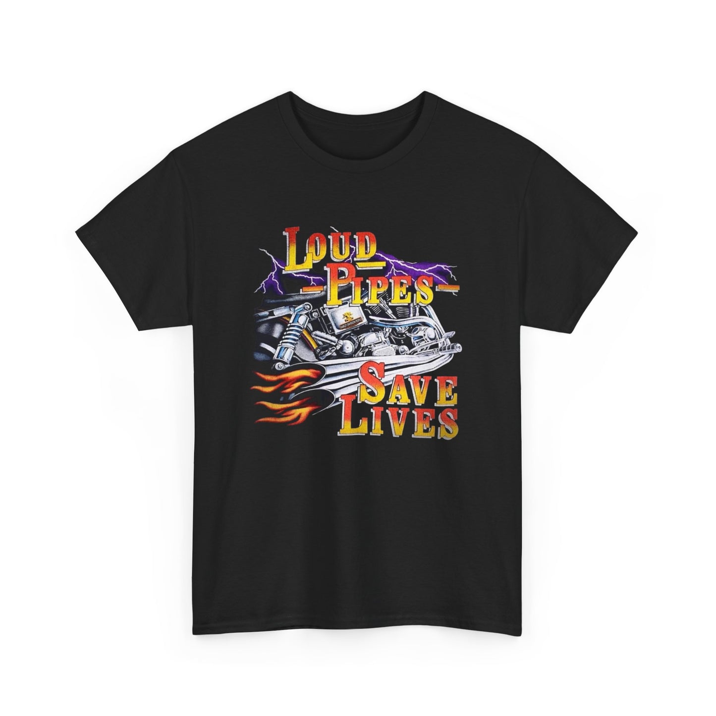 Loud Pipes Save Lives Vintage Graphic T Shirt Heavy Cotton Tee NEW ADULT UNISEX