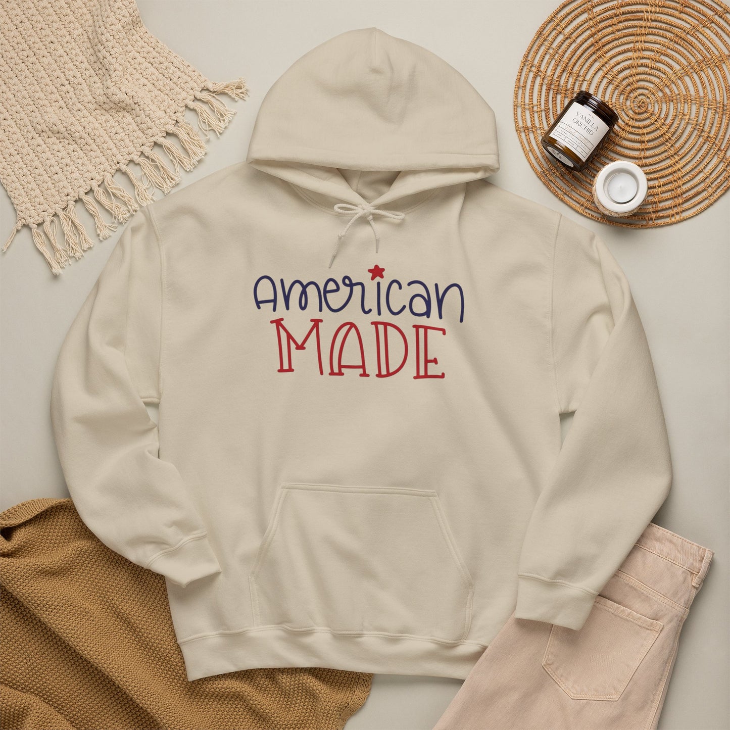 American Made USA Retro Graphic Hoodie Men's Heavy Blend™ Hooded Sweatshirt