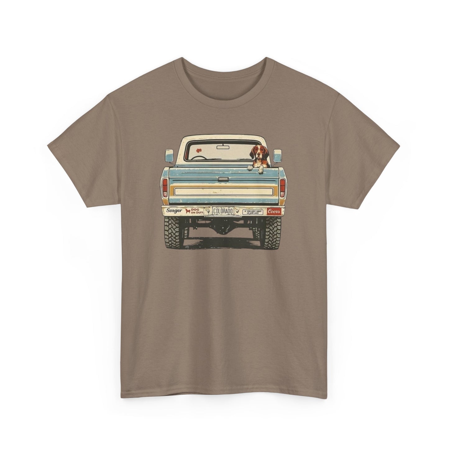 Mans Best Friend In Pickup Truck USA Graphic T Shirt NEW Unisex Heavy Cotton Tee