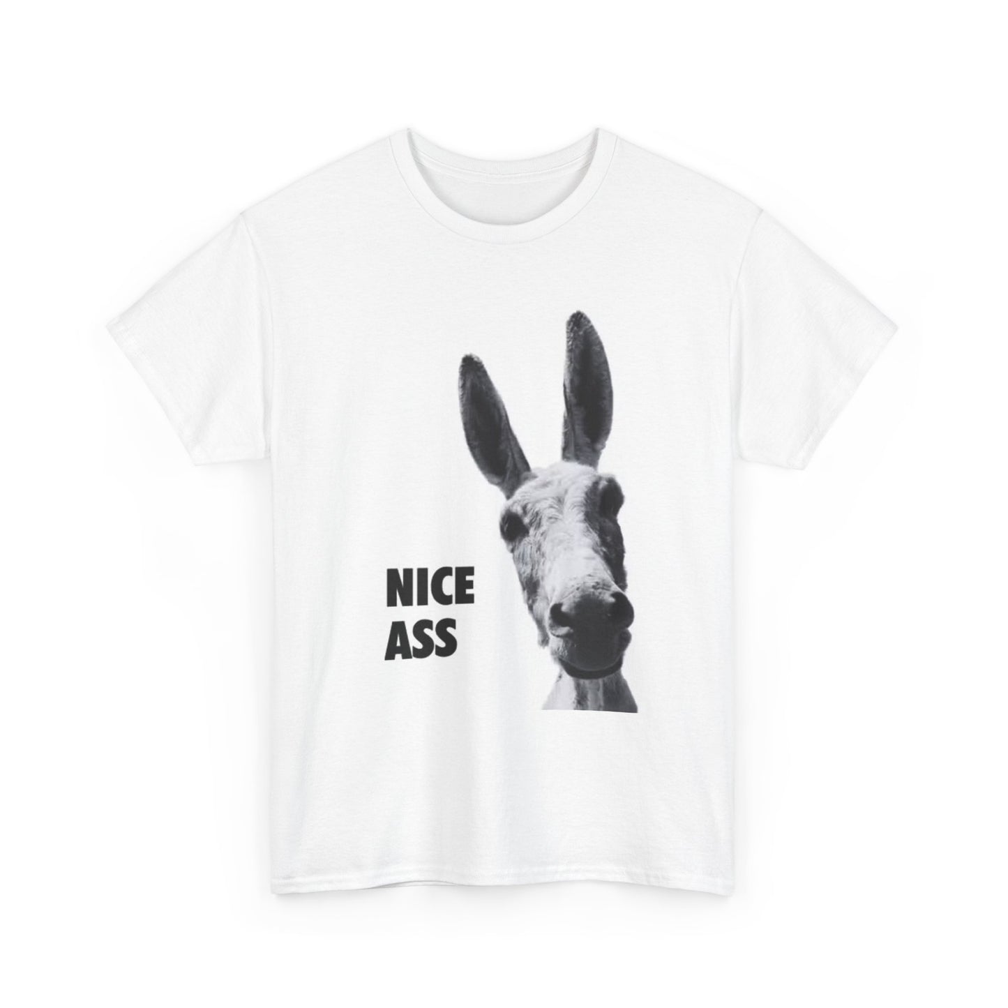 Nice Ass T Shirt Funny Donkey Animal Jokes Comedy Gift Unisex Heavy Cotton Tee