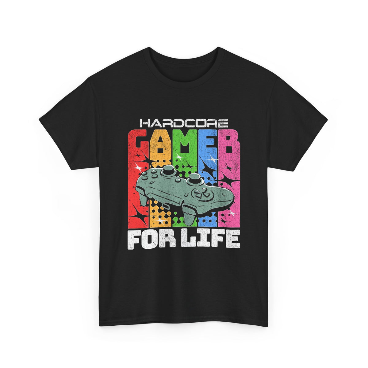 Hardcore Gamer For Life Graphic T Shirt Men's Retro Heavy Cotton Tee