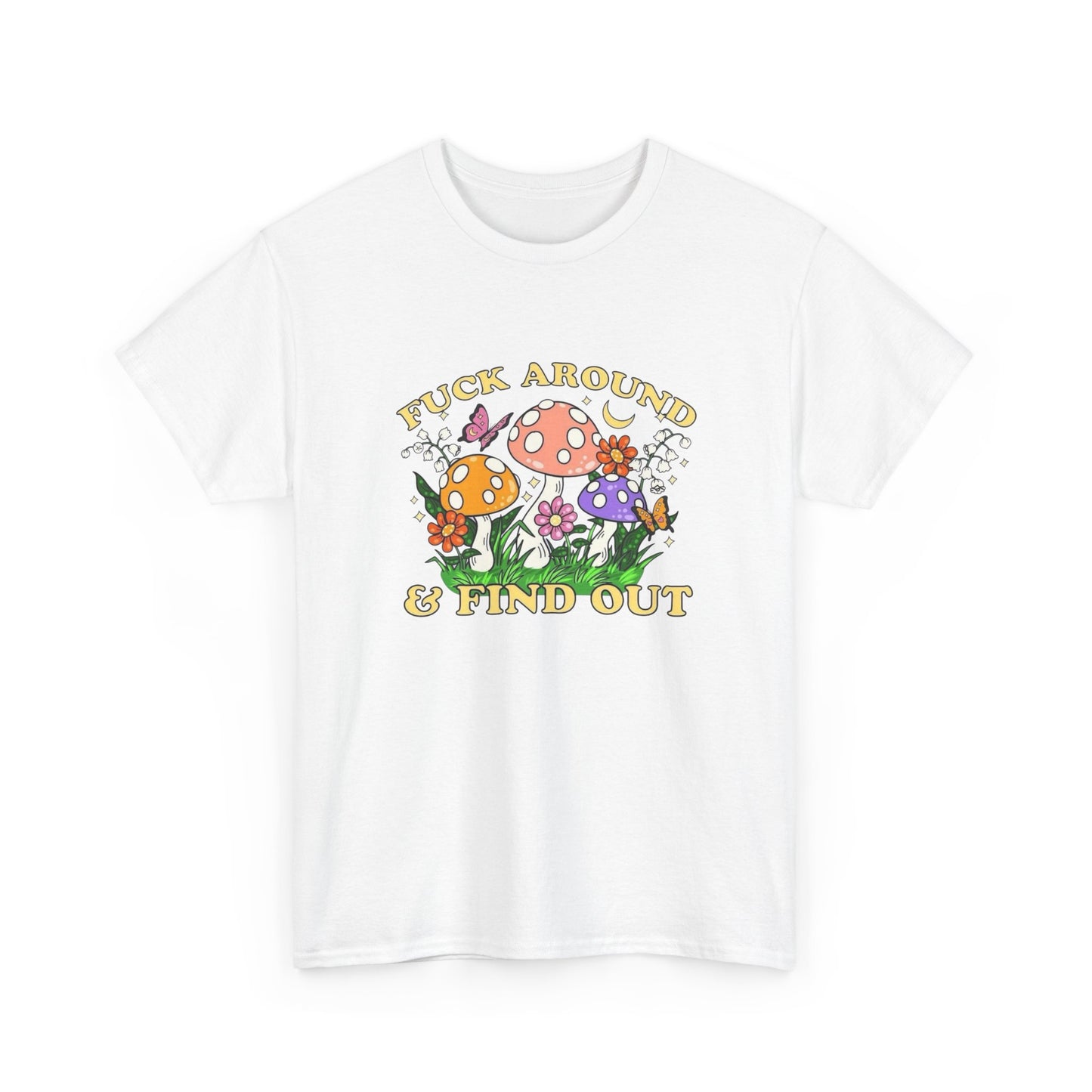 Funny Mushroom Trip Graphic T Shirt Unisex Heavy Cotton Tee