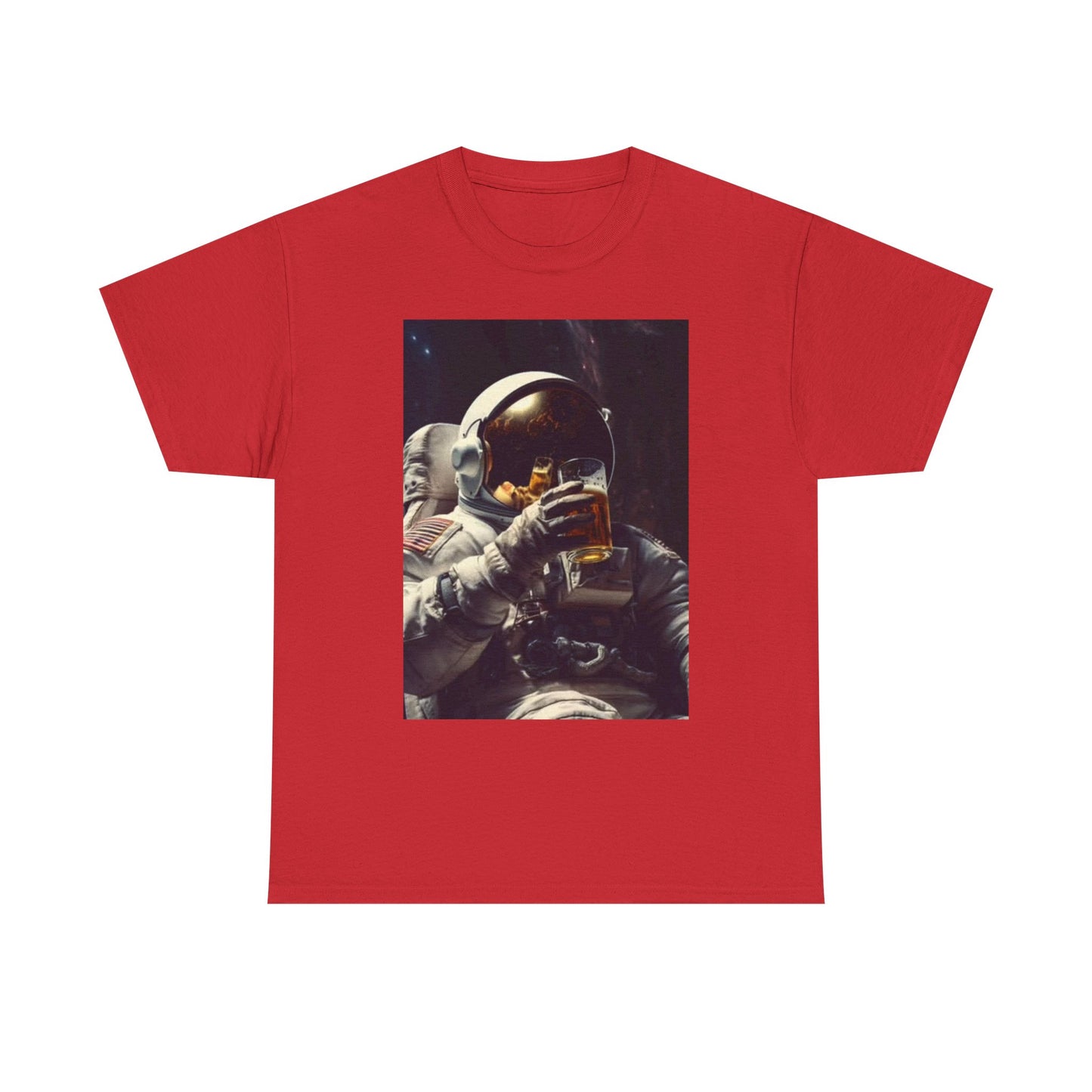 Space Beers T Shirt Funny Astronaut Graphic Retro Comedy Unisex Heavy Cotton Tee