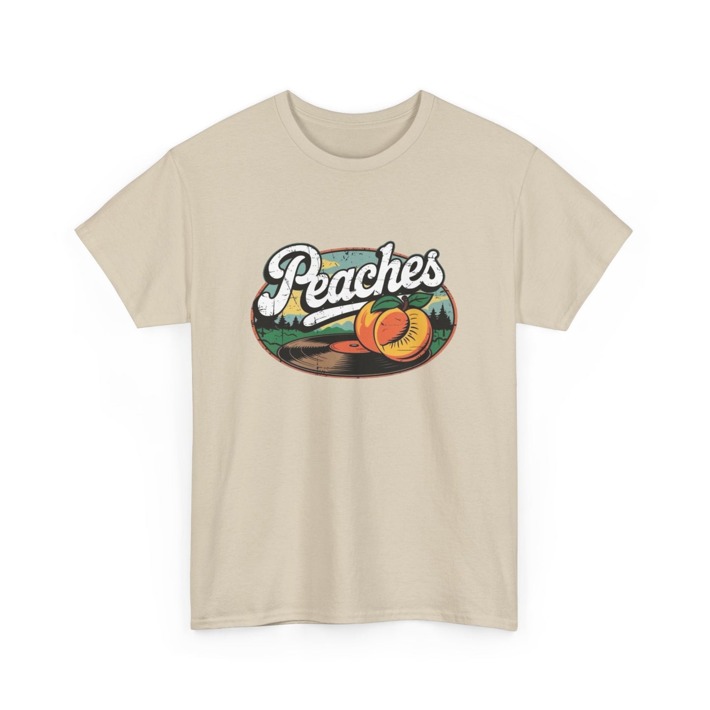 Peaches Retro Graphic T Shirt NEW Vintage Unisex Heavy Cotton Tee