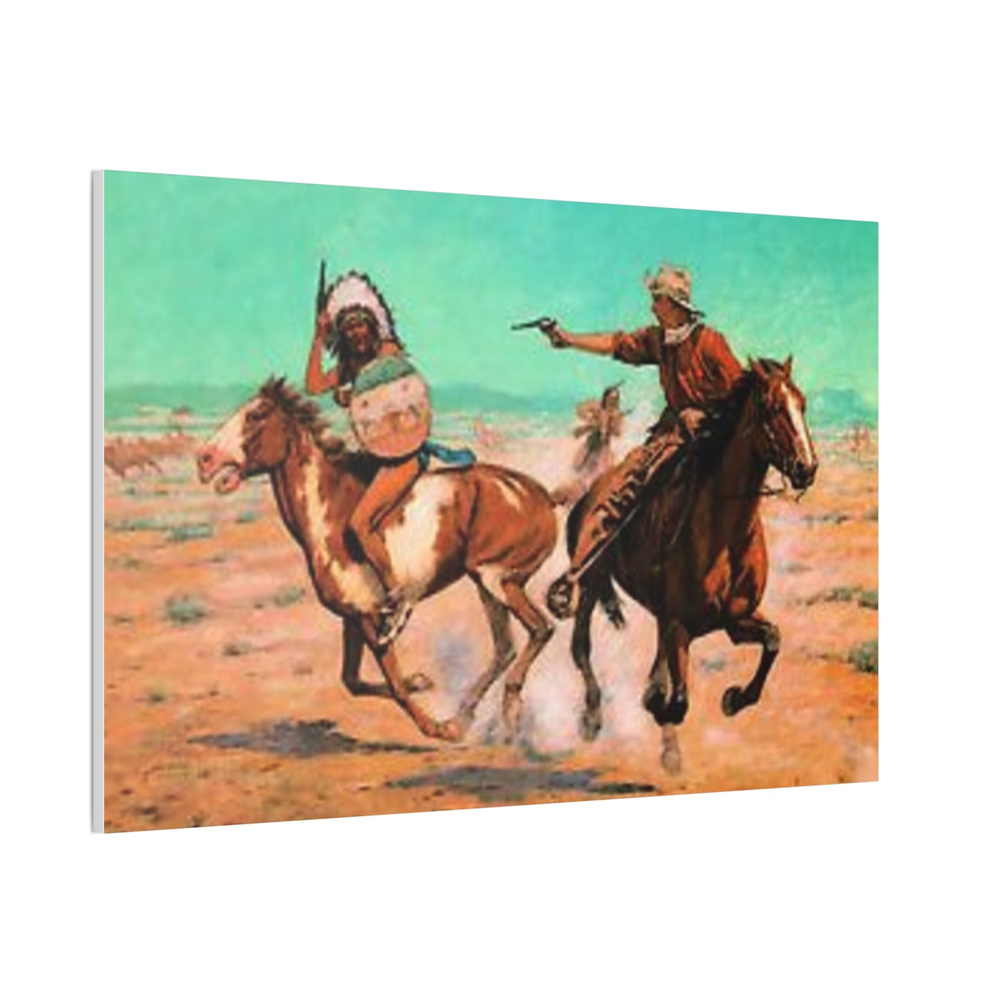 Cowboys And Indians Western AMERICA USA New Print Canvas Stretched, 0.75"