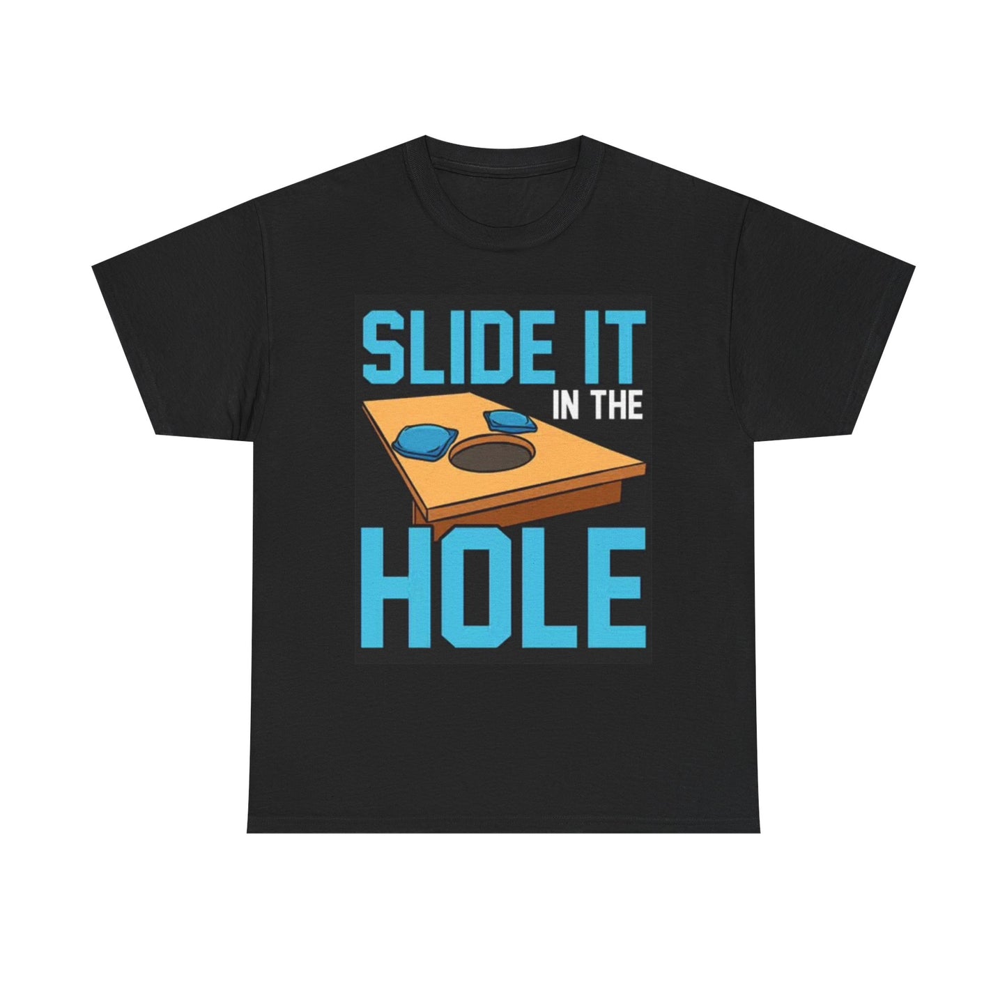 Slide It In The Hole T Shirt Funny Cornhole Beer Summer Unisex Heavy Cotton Tee
