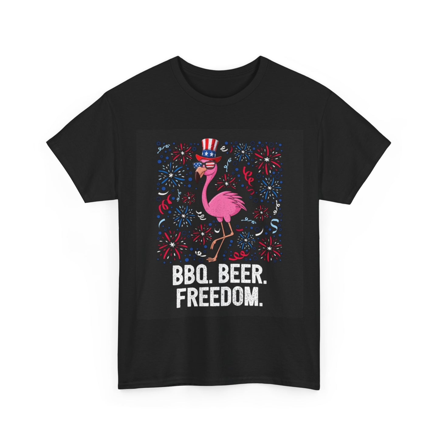 BBQ Beer Freedom Tshirt American Flag July 4th Summer Unisex Heavy Cotton Tee