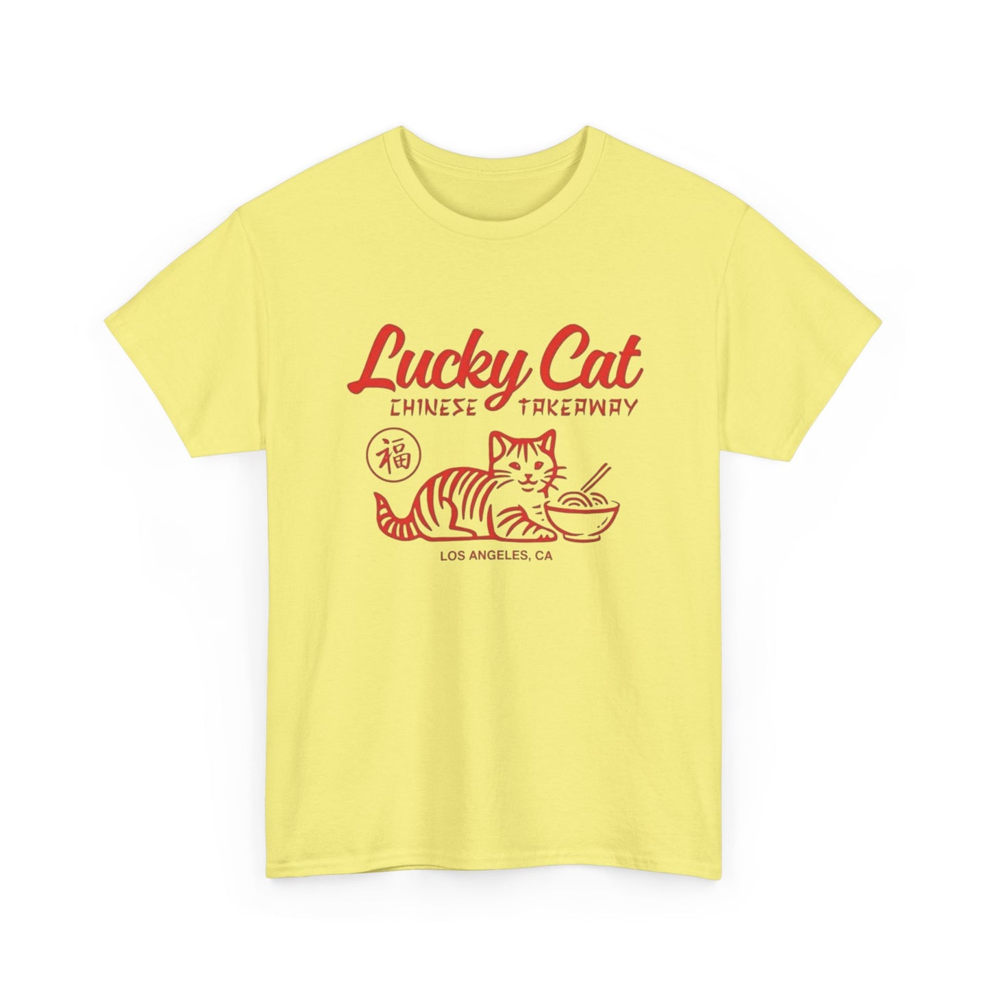 Lucky Cat Chinese Takeaway Graphic T Shirt NEW ADULT TEE Cotton