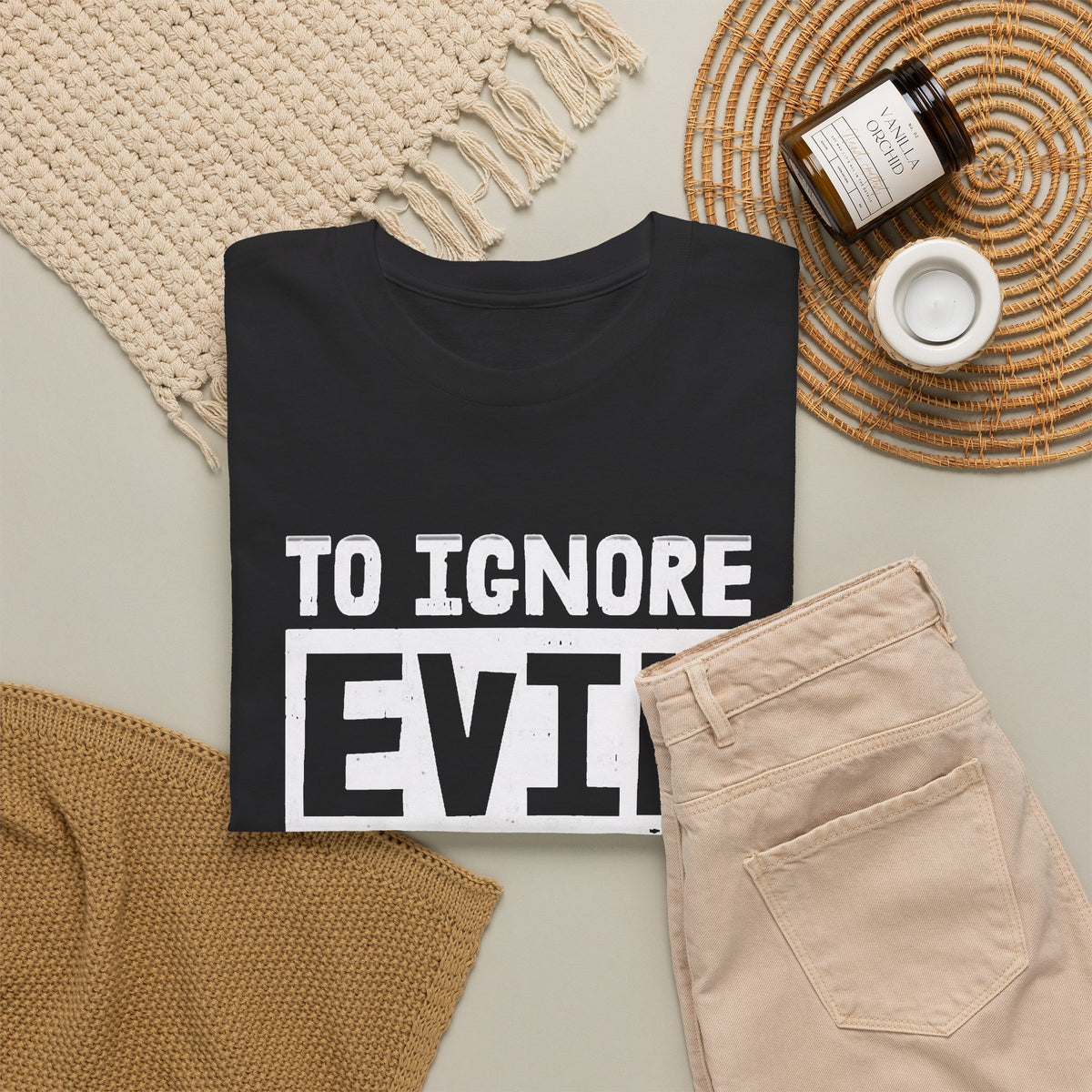To Evil To Ignore Graphic T Shirt Men's Heavy Cotton Tee
