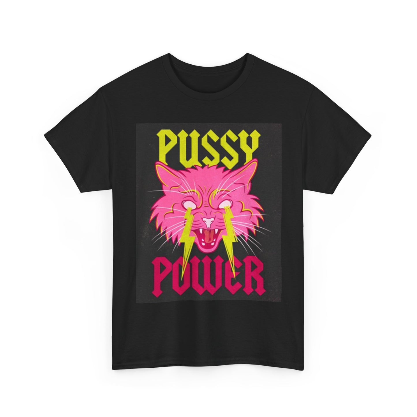 Pussy Power Shirt Demon Kitty graphic Cat Eyes Unisex Heavy Cotton Tee