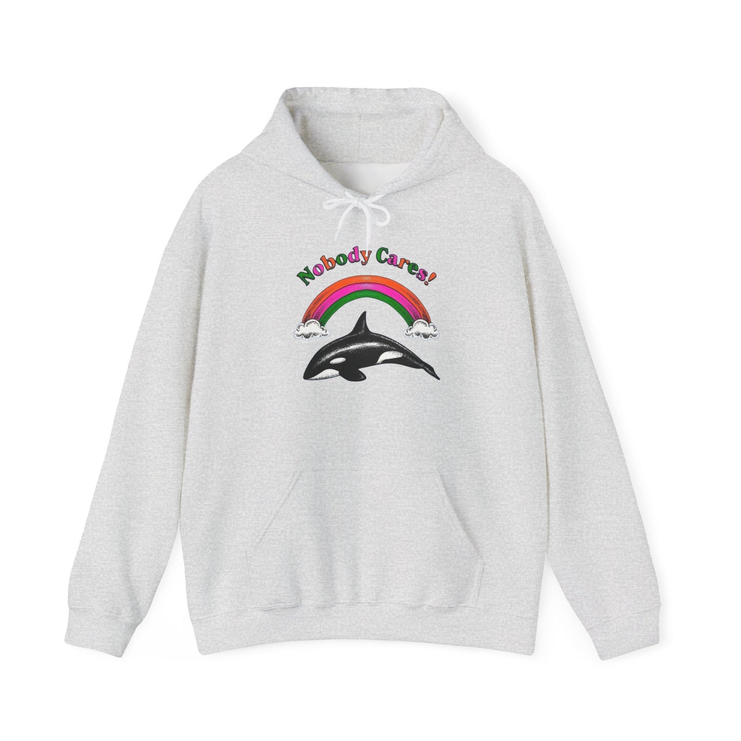 No Body Cares Whale Graphic Hoodie Unisex Heavy Blend™ Hooded Sweatshirt